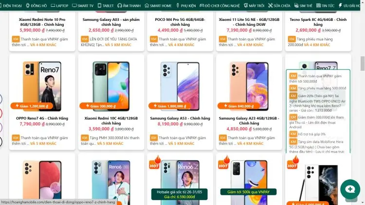 bán điện thoại giá rẻ tại Hoàng Hà