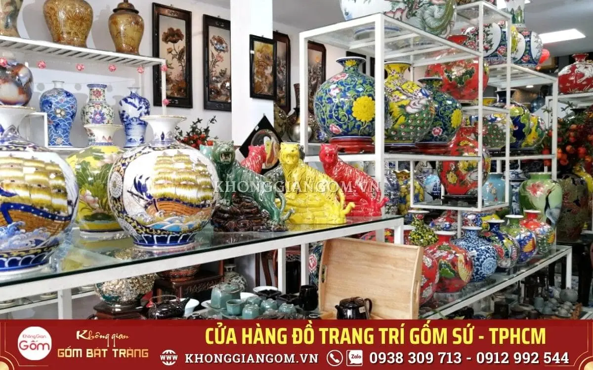 shop bán đồ decor TPHCM Cửa hàng Không Gian Gốm Bát Tràng
