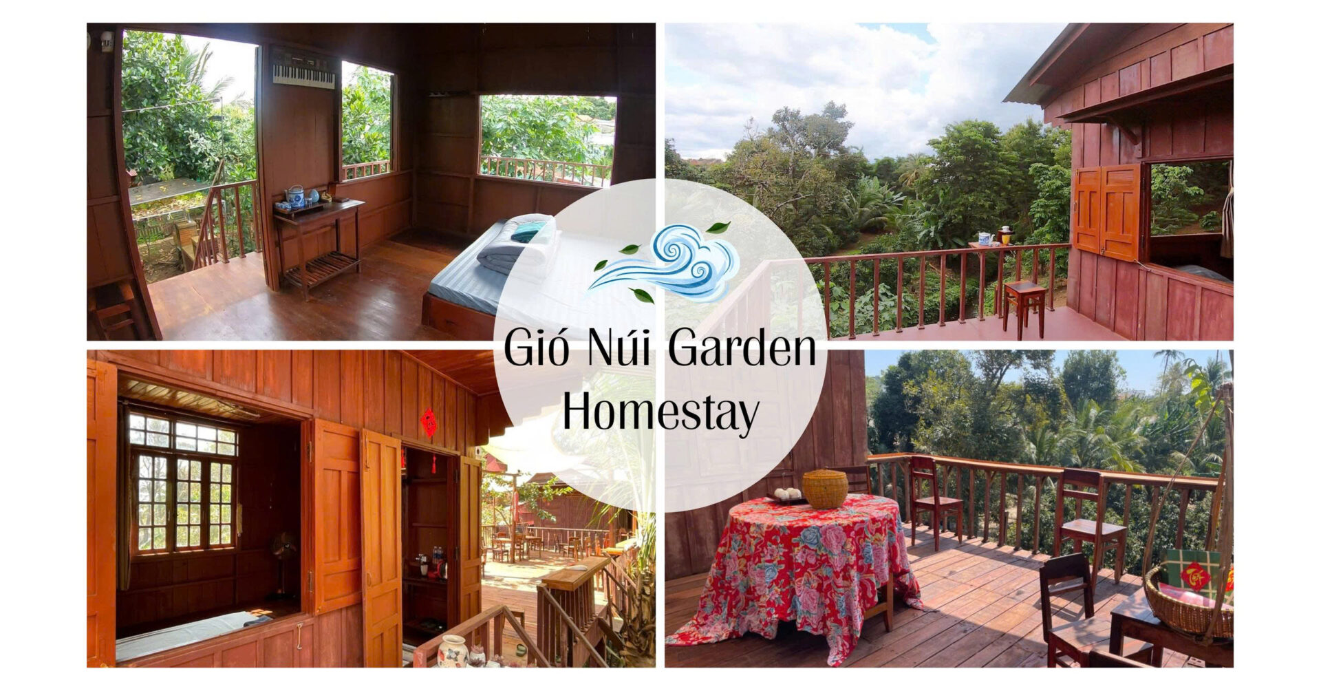 Gió Núi Garden Homestay giữ lại nét hoang sơ, mộc mạc của vật liệu gỗ truyền thống nhưng lại vô cùng tiện nghi.