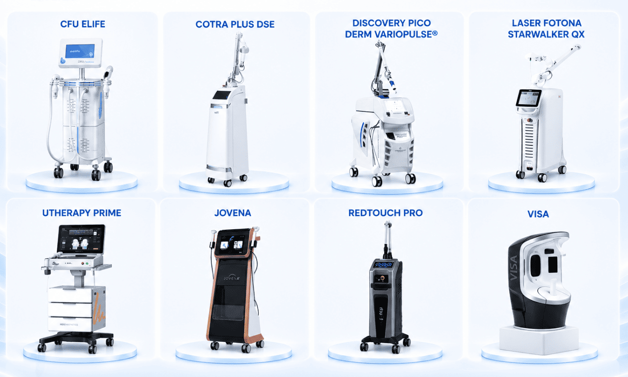 Dàn máy móc thiết bị hiện đại đến từ các thương hiệu công nghệ thẩm mỹ hàng đầu thế giới