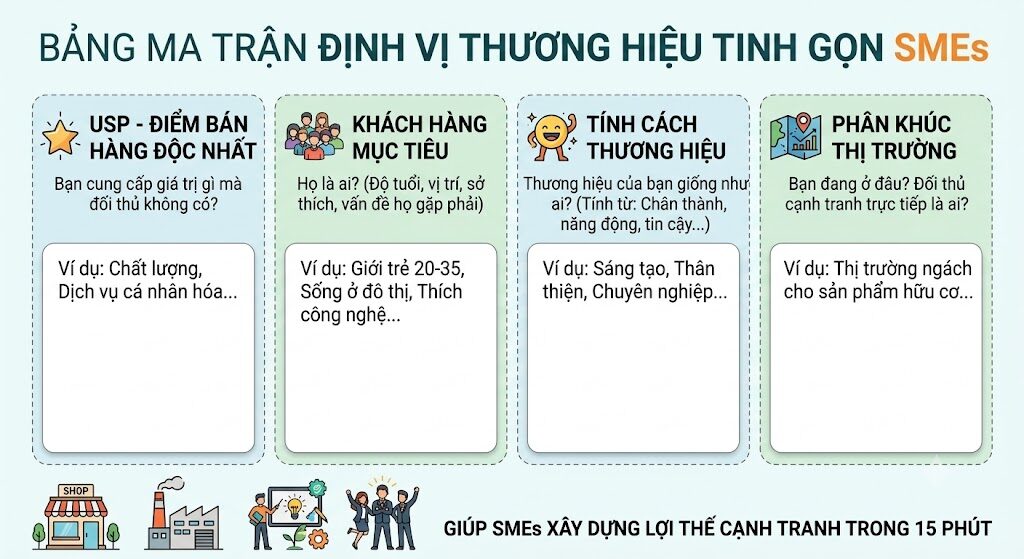 Ma trận Định vị Thương hiệu Tinh gọn dành cho SMEs.